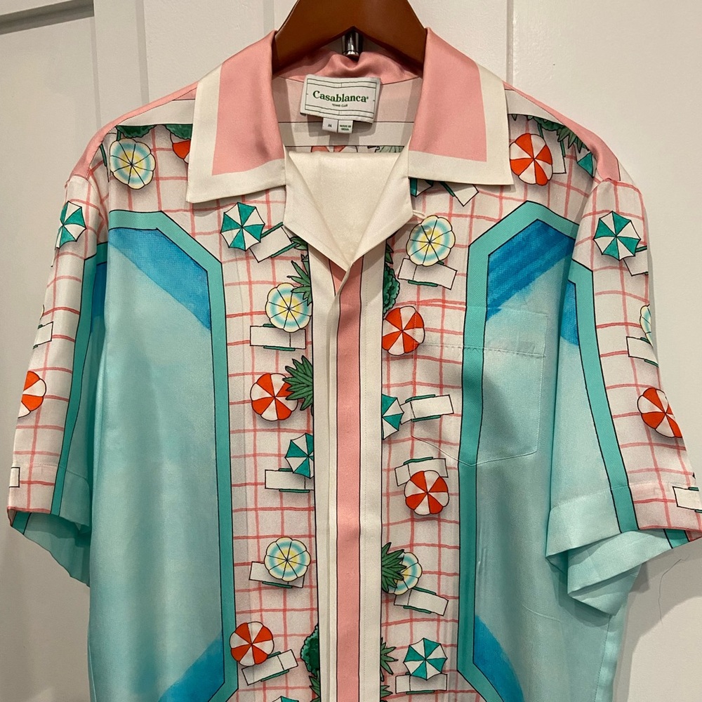 Calablanca pool scene silk shirt